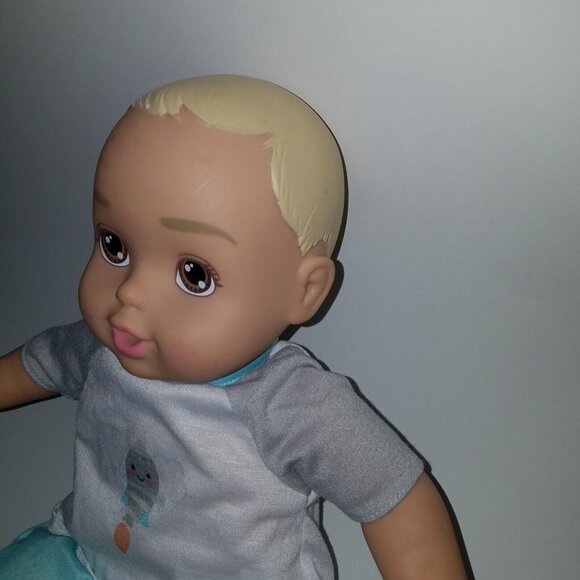 Perfectly Cute My Sweet Baby 14" Boy Baby Doll Blonde Hair Brown Eyes Outfit - Picture 3 of 10
